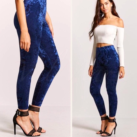 Navy Velvet Leggings